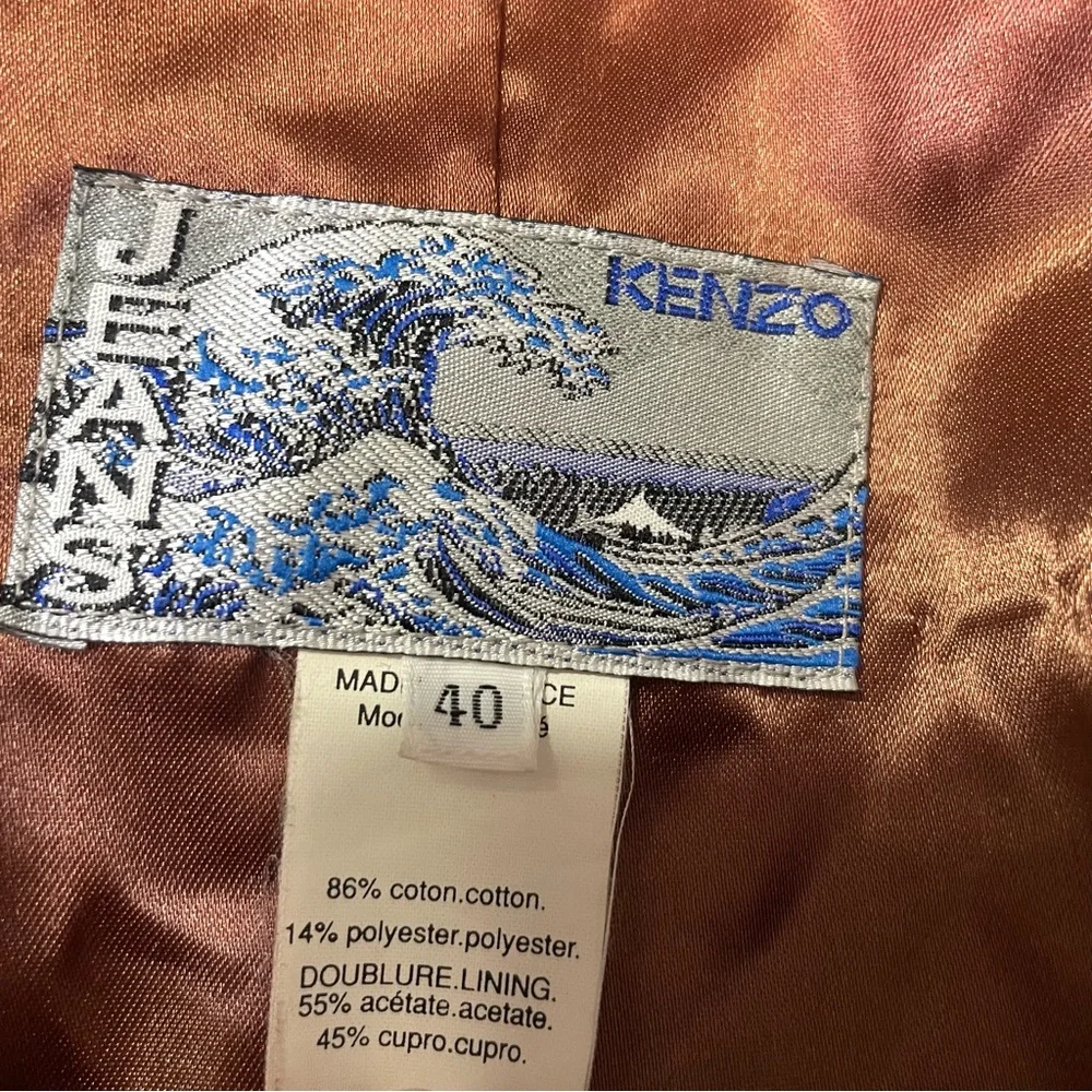 Rare KENZO JEANS 90s Velvet Collage Print Jacket Great Wave Hokusai Label FR 40 - Picture 3 of 10